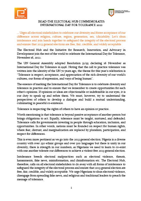 PSINTERNATIONAL DAY FOR TOLERANCE 2022